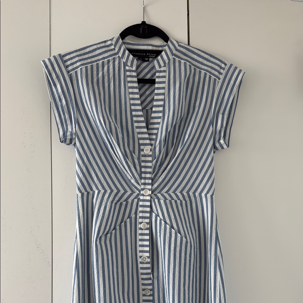 Veronica Beard (Jeans) Blue and White Striped Dress